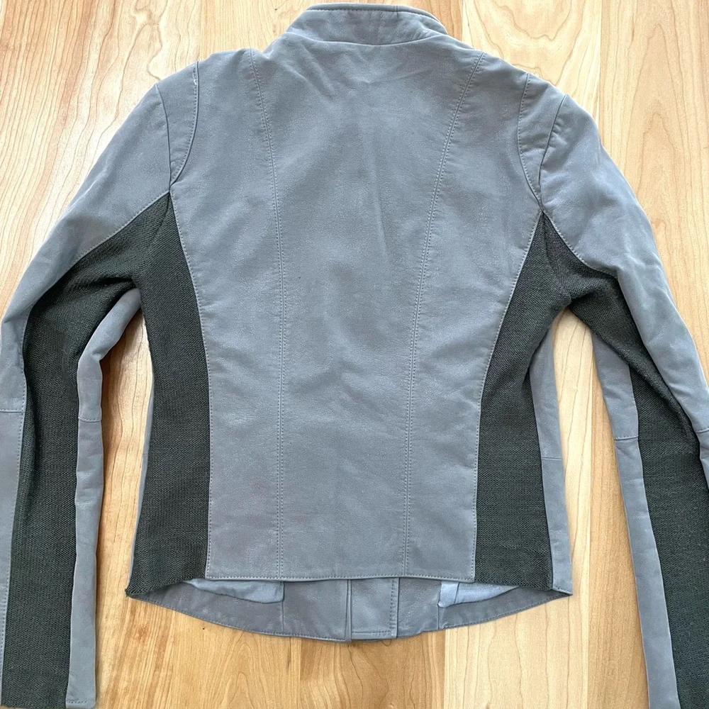 Free People Women's 6 Gray Faux Leather Moto Biker Jacket